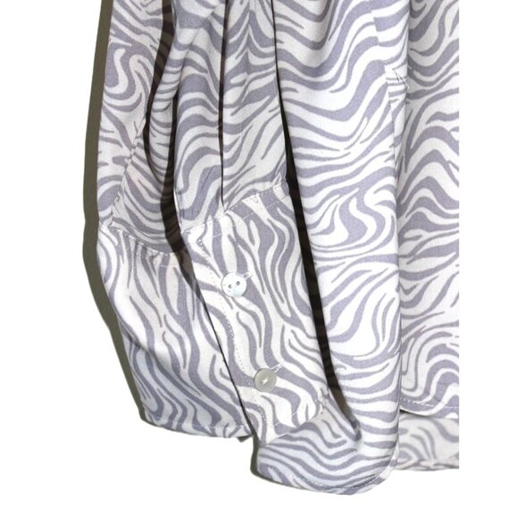 ABERCROMBIE & FITCH Boyfriend Faux Silk Button-Up Shirt in Cream Pattern (XL) - Picture 3 of 11